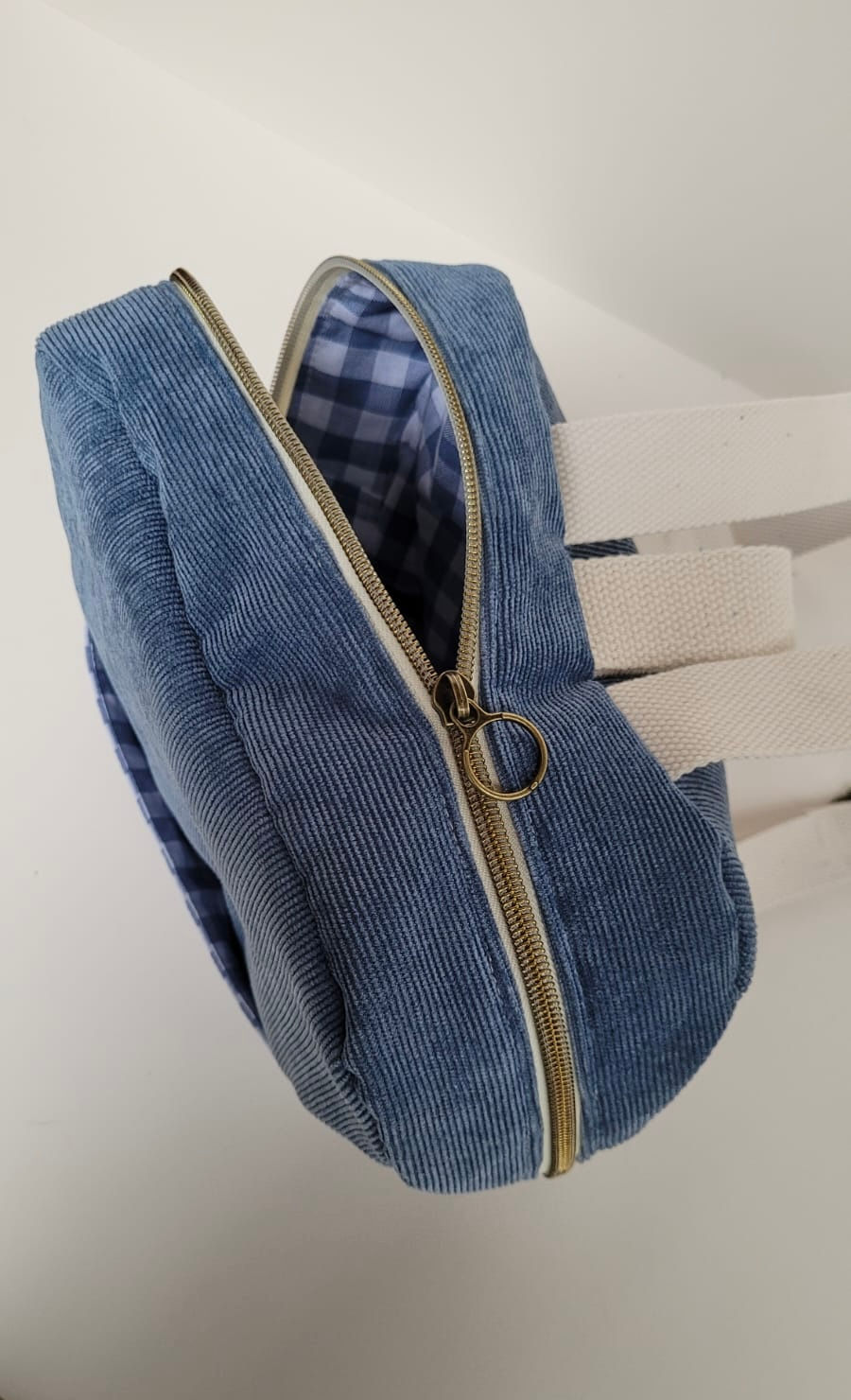 Miniature : Sac enfant - Velours côtelé Bleu/Vichy