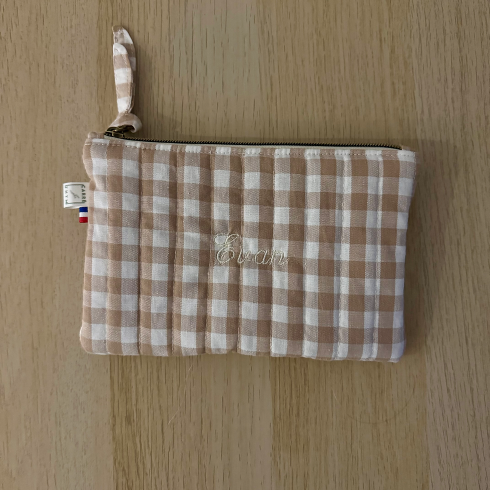 Miniature : Petite pochette - Vichy beige