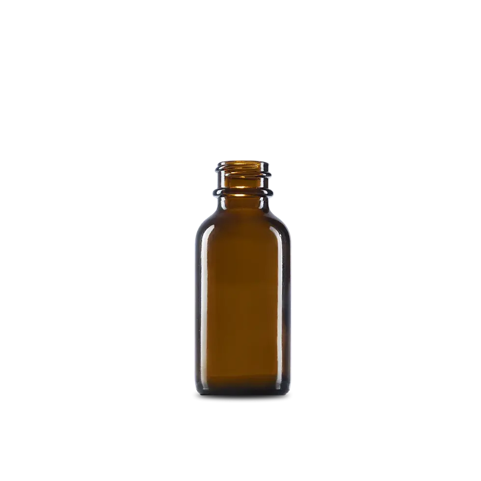 Thumbnail: 1 OZ GLASS BOSTON ROUND BOTTLE 18-400 NECK FINISH