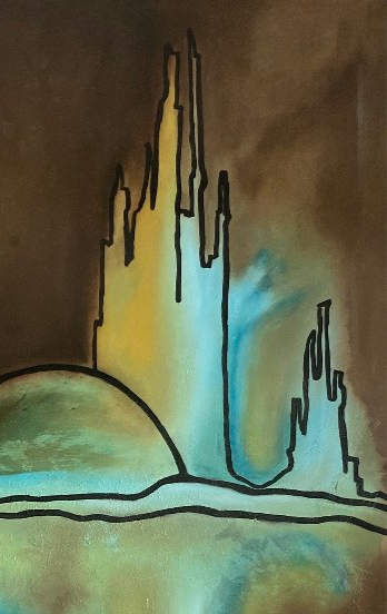 Thumbnail: Between Heaven and Hell - Detail view of Original Oil Painting by Bella Christelle Duvenhage