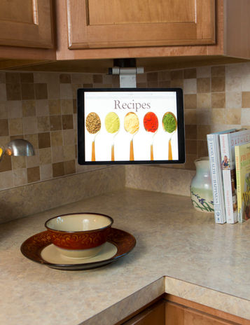 jang*go suspended under kitchen cabinet with tablet