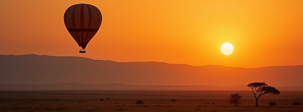 A breathtaking-sunrise-over-the-African-savanna-with-a-hot-air-balloon-drifting-across-the