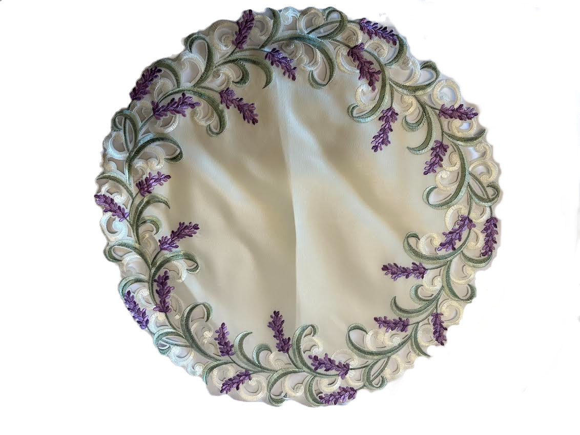 Purple Lavender Green Leaf Doily 16"inch