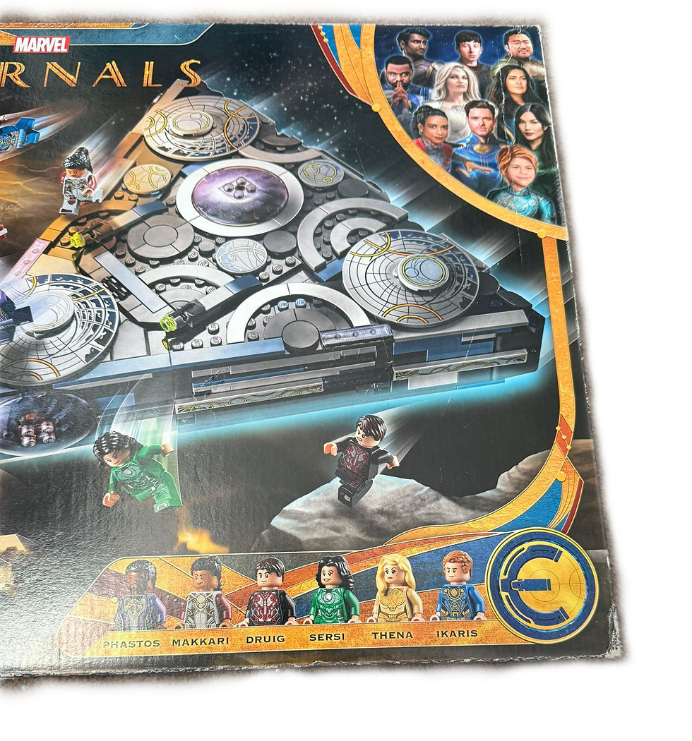 Thumbnail: Marvel Eternals LEGO set box featuring characters and spaceship.