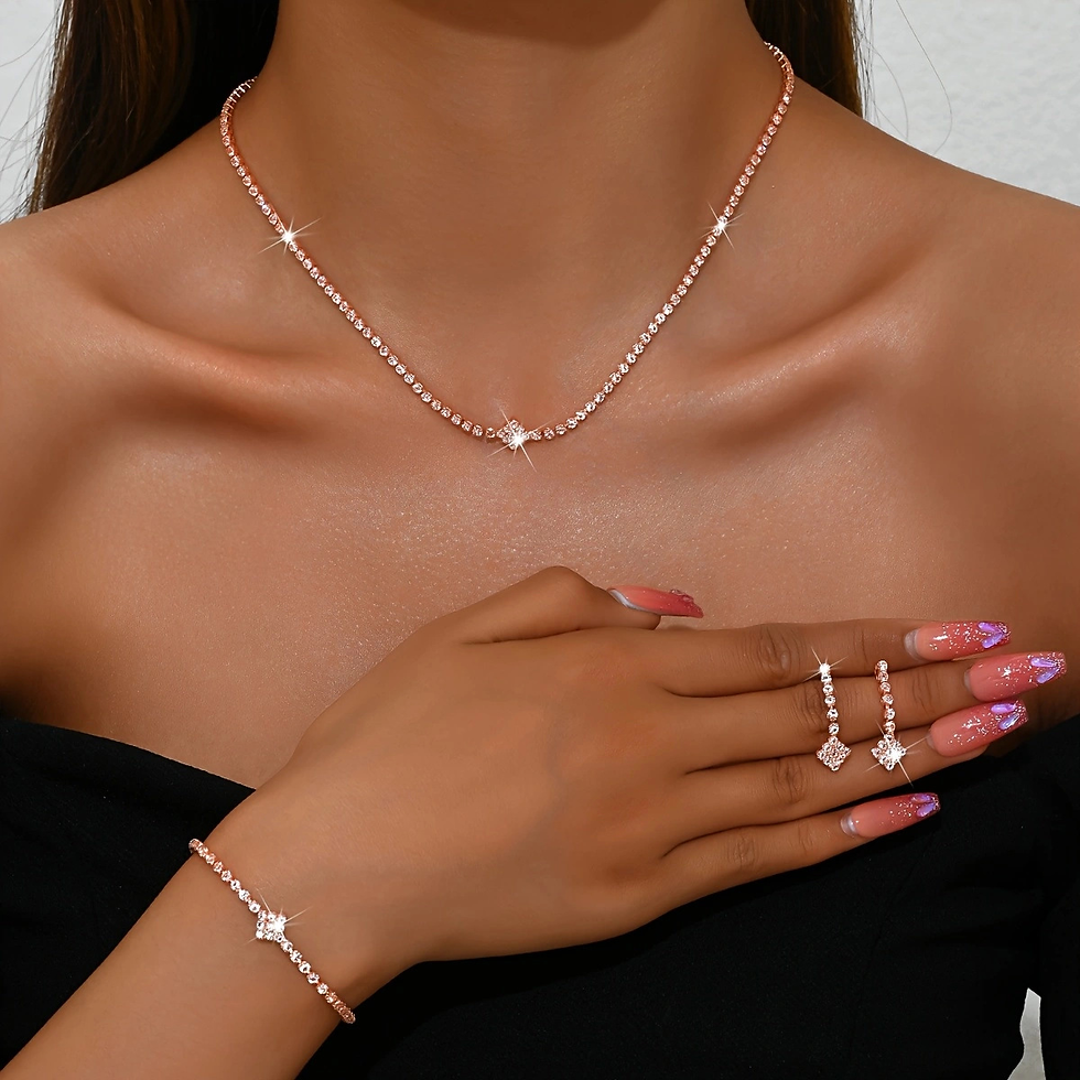 Thumbnail: Bridal Crystal & Pearl Necklace with Earrings