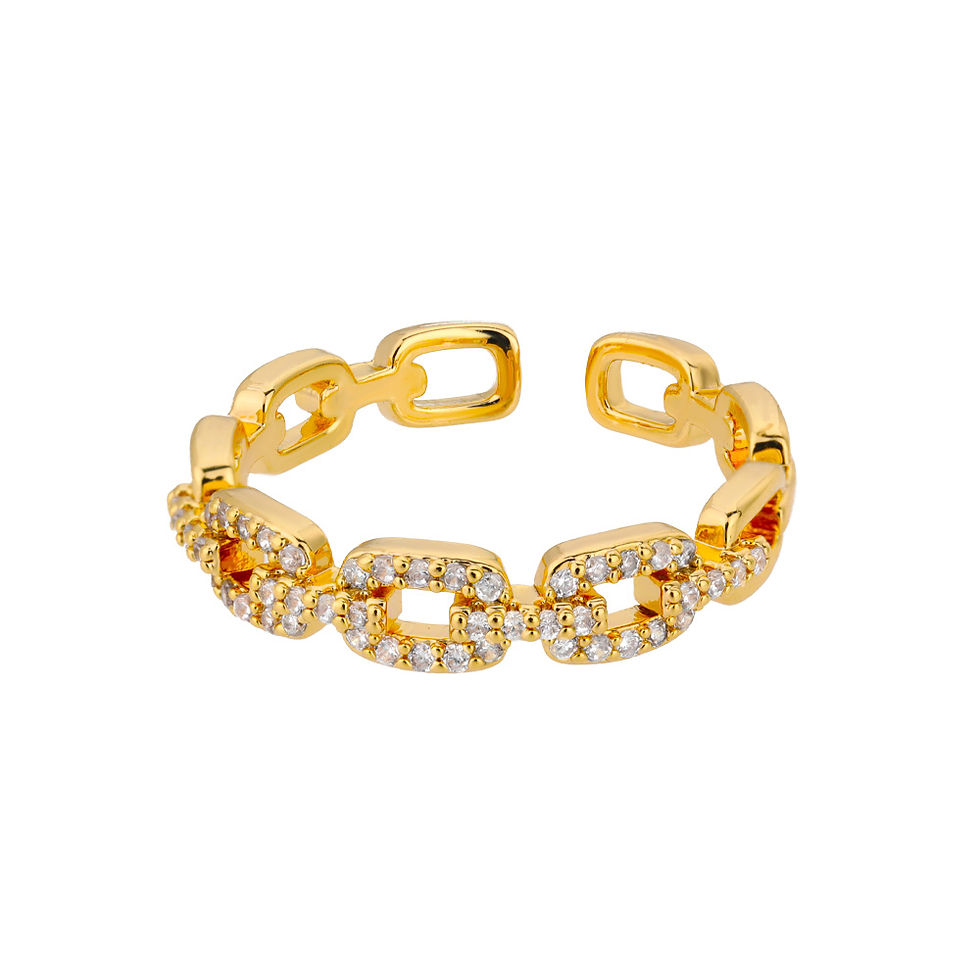 Thumbnail: Classic Zircon Twist Chain Rings For Women Stainless Steel  Elegant Couple Ring 