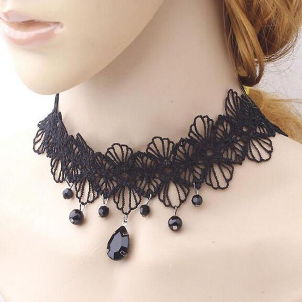 Thumbnail: Ivory Lace Collar Statement Necklace