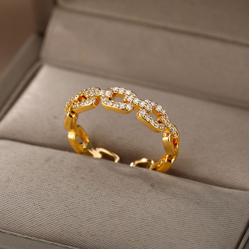 Thumbnail: Classic Zircon Twist Chain Rings For Women Stainless Steel  Elegant Couple Ring 