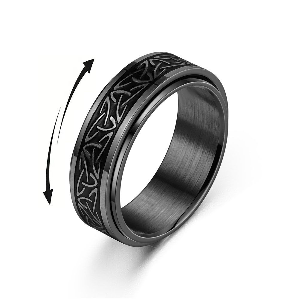 Viking Celtic Knot Rune Rings For Men Rotating Stainless Steel Anti Stress Anxie