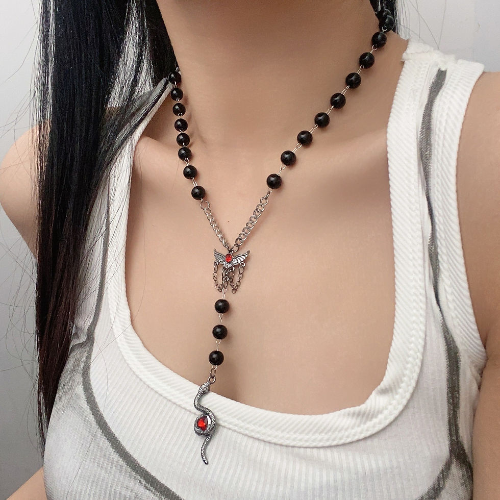 Thumbnail: Retro Bohemian Double-Strand Pendant Necklace