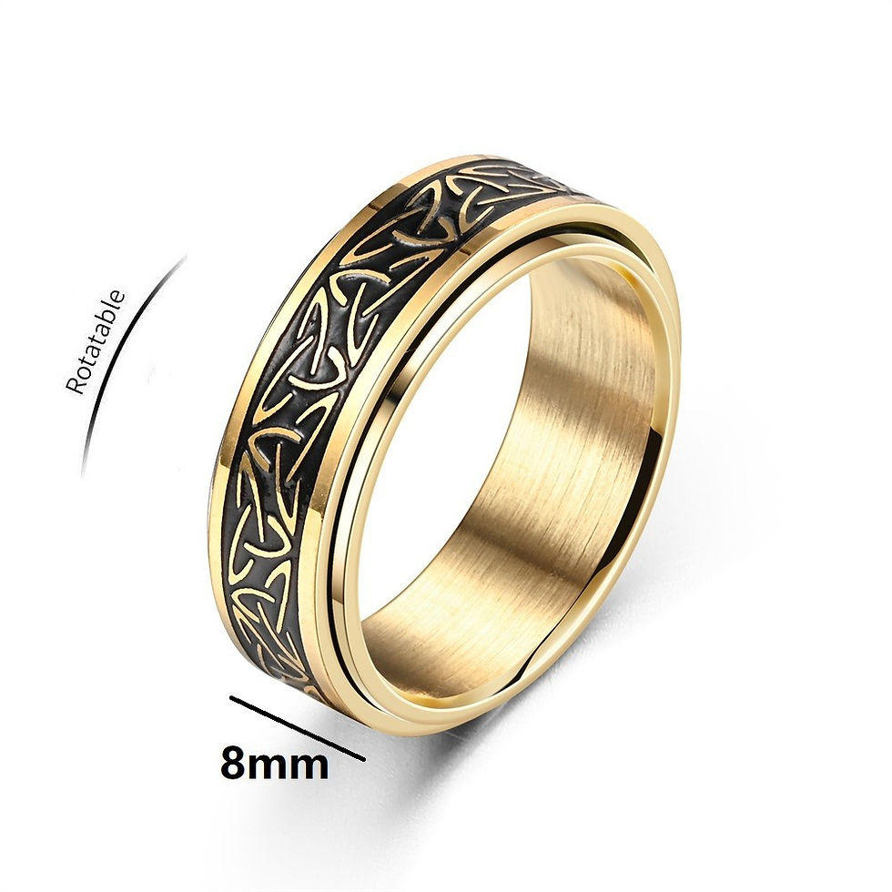 Thumbnail: Viking Celtic Knot Rune Rings For Men Rotating Stainless Steel Anti Stress Anxie