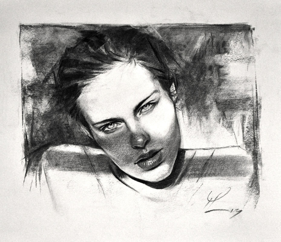 8- Girl Window drawing Graphite on paper Paulo luz art