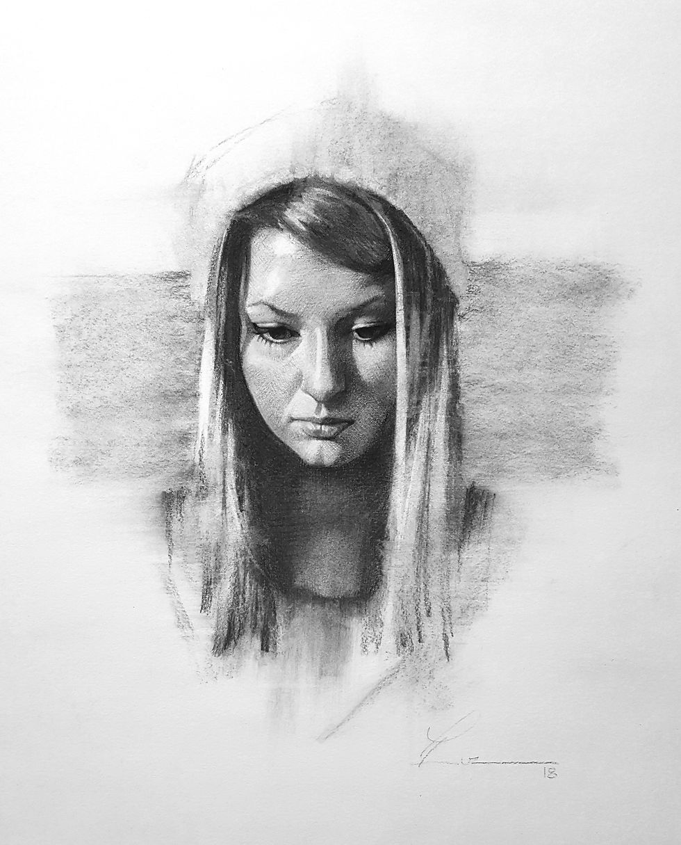 Charcoal on paper Marisa study by Paulo