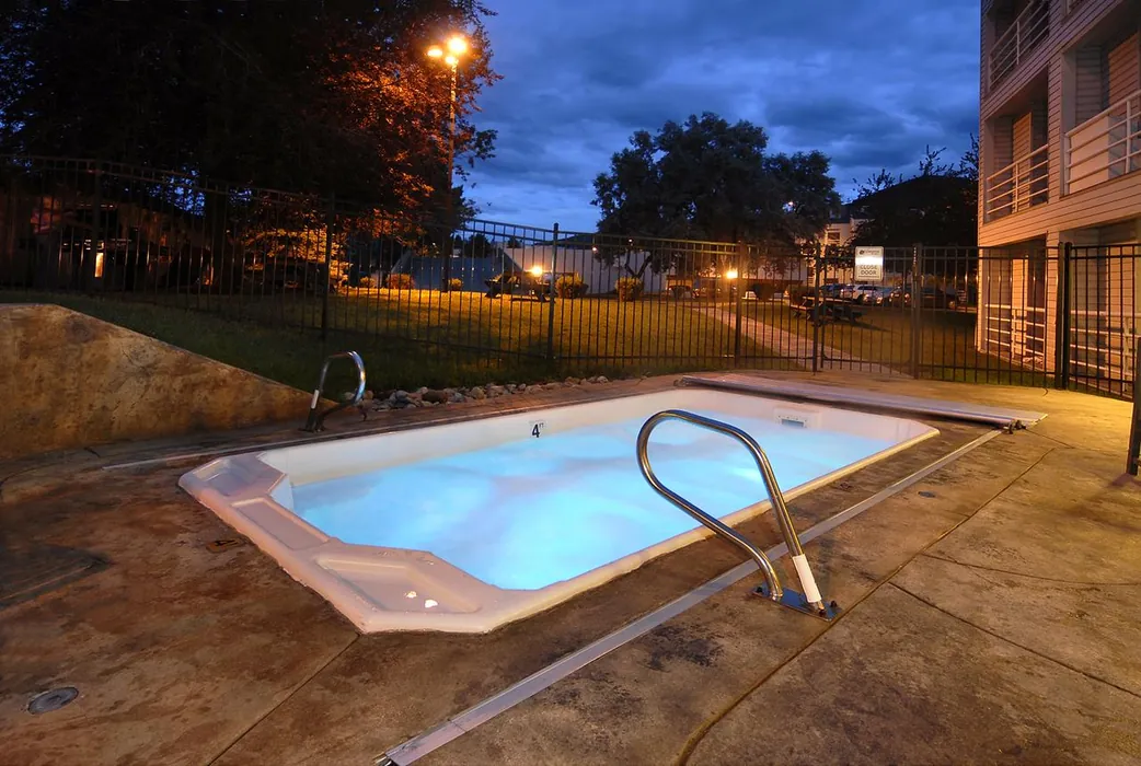 Christie Lodge outdoor hot tub at night