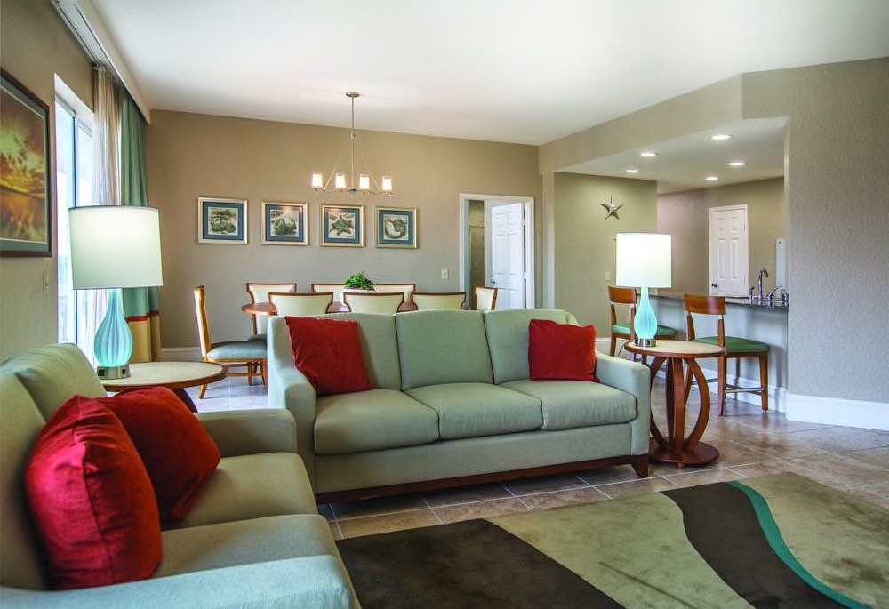 Suite living room at Wyndham Palm-Aire