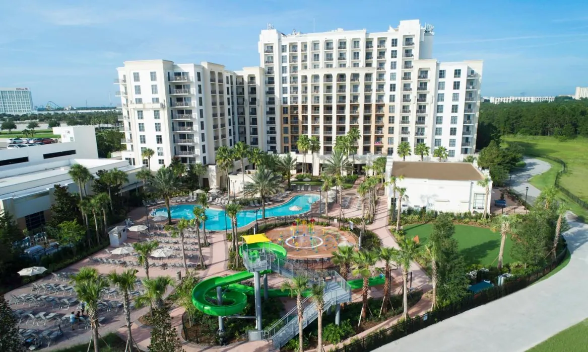 Las Palmeras by Hilton Grand Vacations in Orlando water park and towers