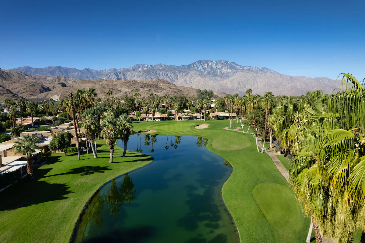 Hyatt Vacation Club at Desert Oasis golf course and mountains