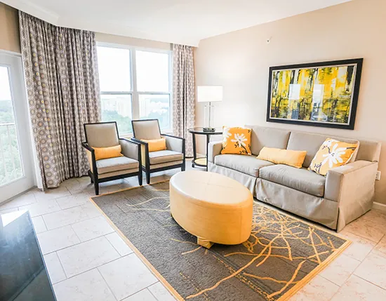 Condo living room at Vacation Village at Parkway