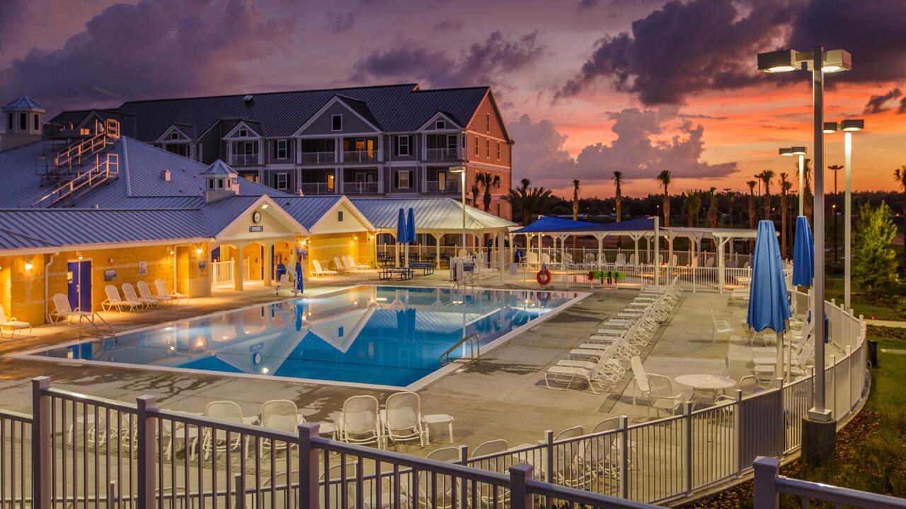 Pool and lodge at a Holiday Inn Club Vacations resort
