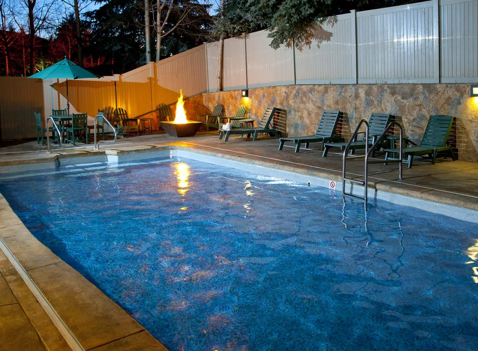 Christie Lodge pool at dusk