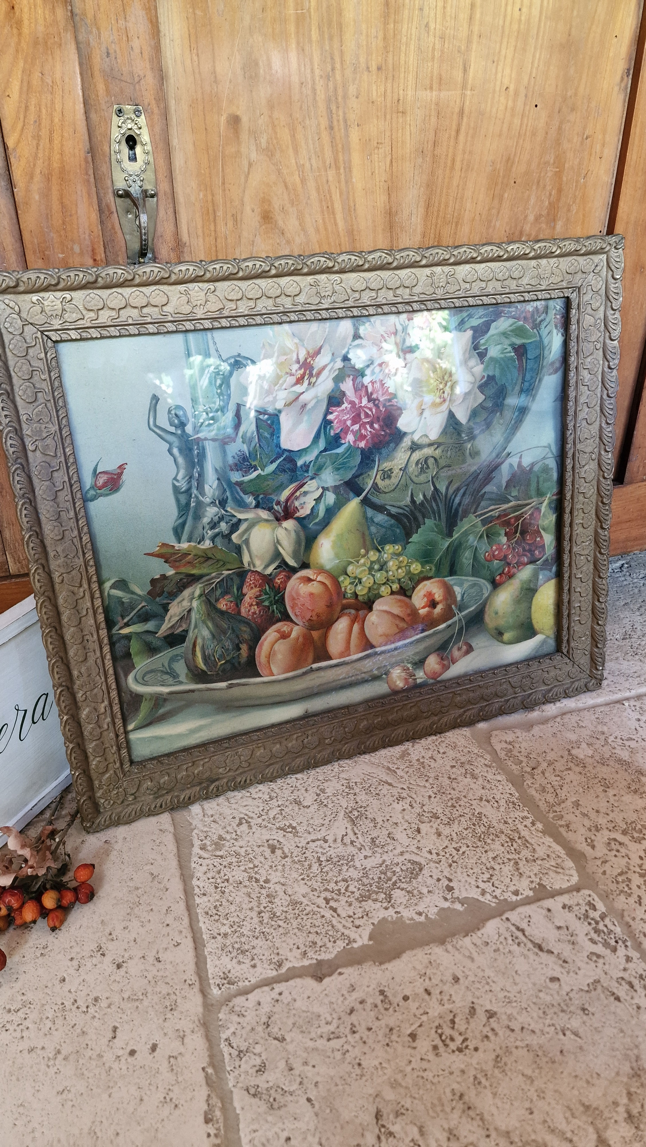 Quadro con stampa anni 40 e cornice primi 900