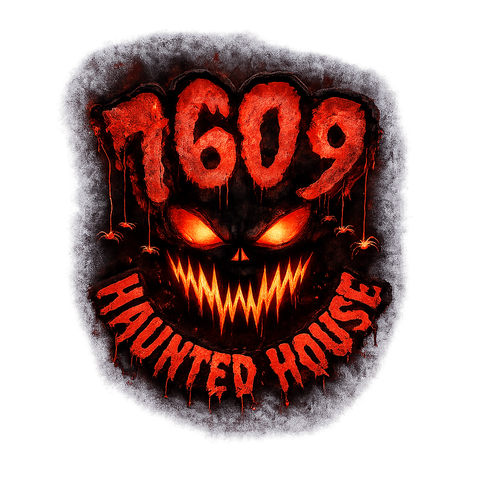 7609 Halloween Haunted House logo with scary face