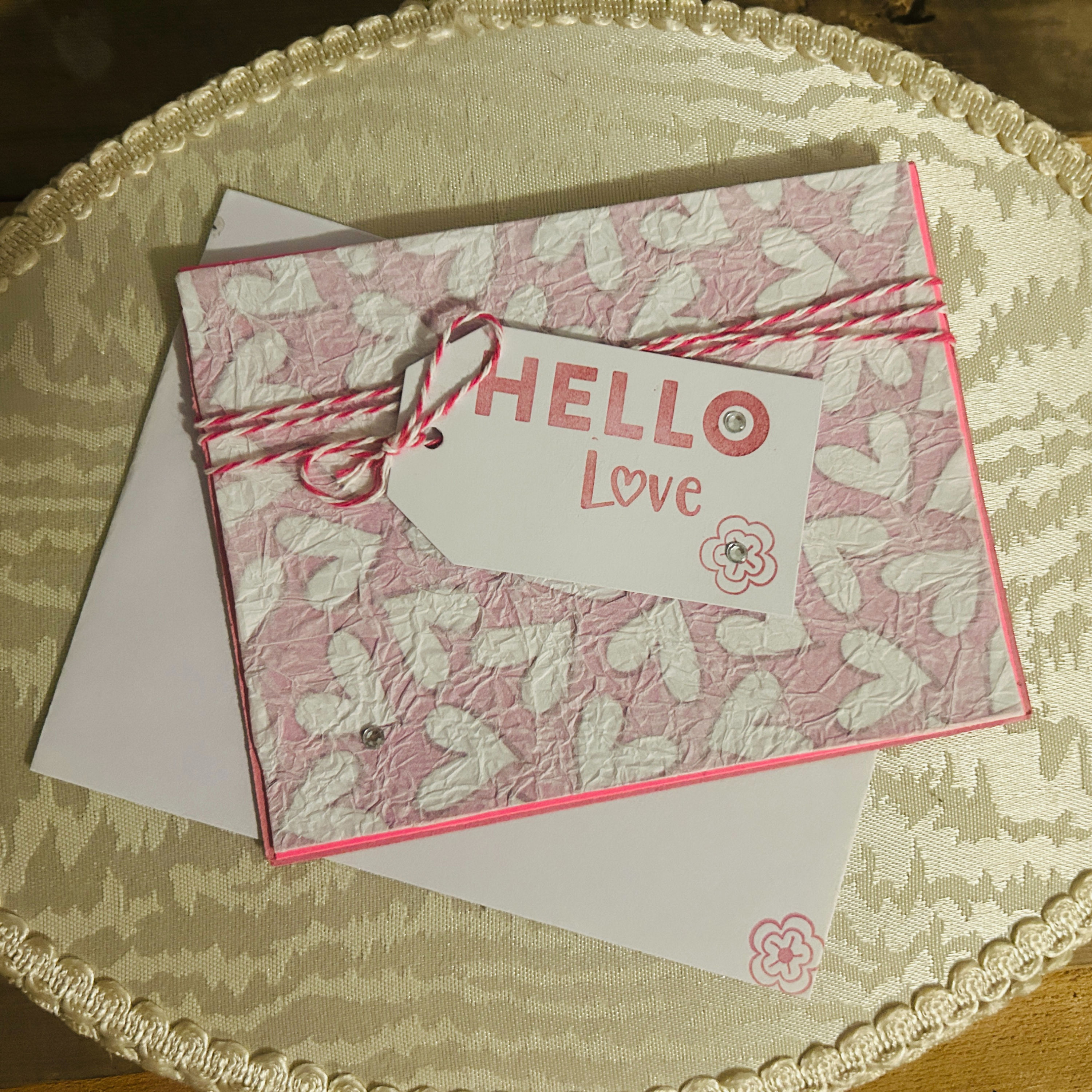 Hello Love Greeting Card - Thinking of You - Just Because, Junk Journaling