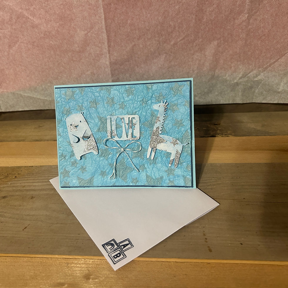 Thumbnail: Handmade Blue Animal Baby Boy Card – Giraffe, Bear, New Baby Greeting