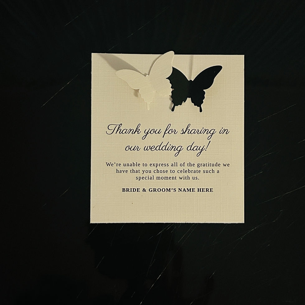 Thumbnail: Personalized Butterfly Wedding Reception Thank You Card, Elegant Place Setting