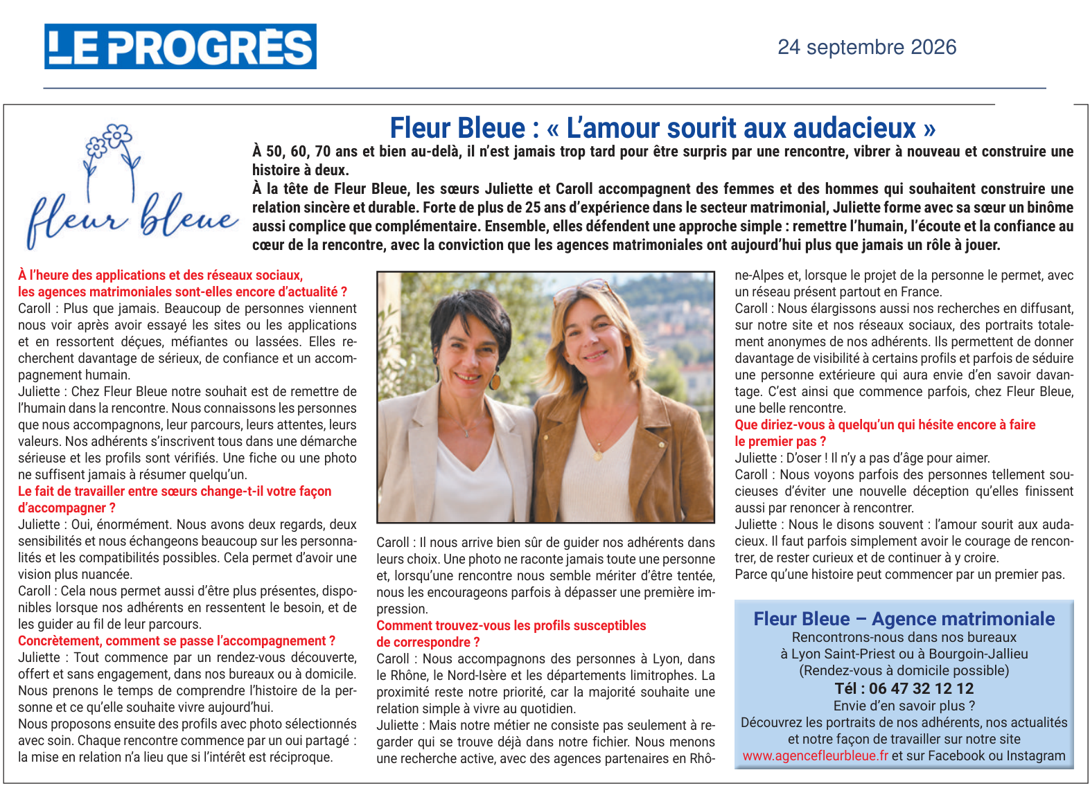 article du dauphiné libéré sur fleur bleue