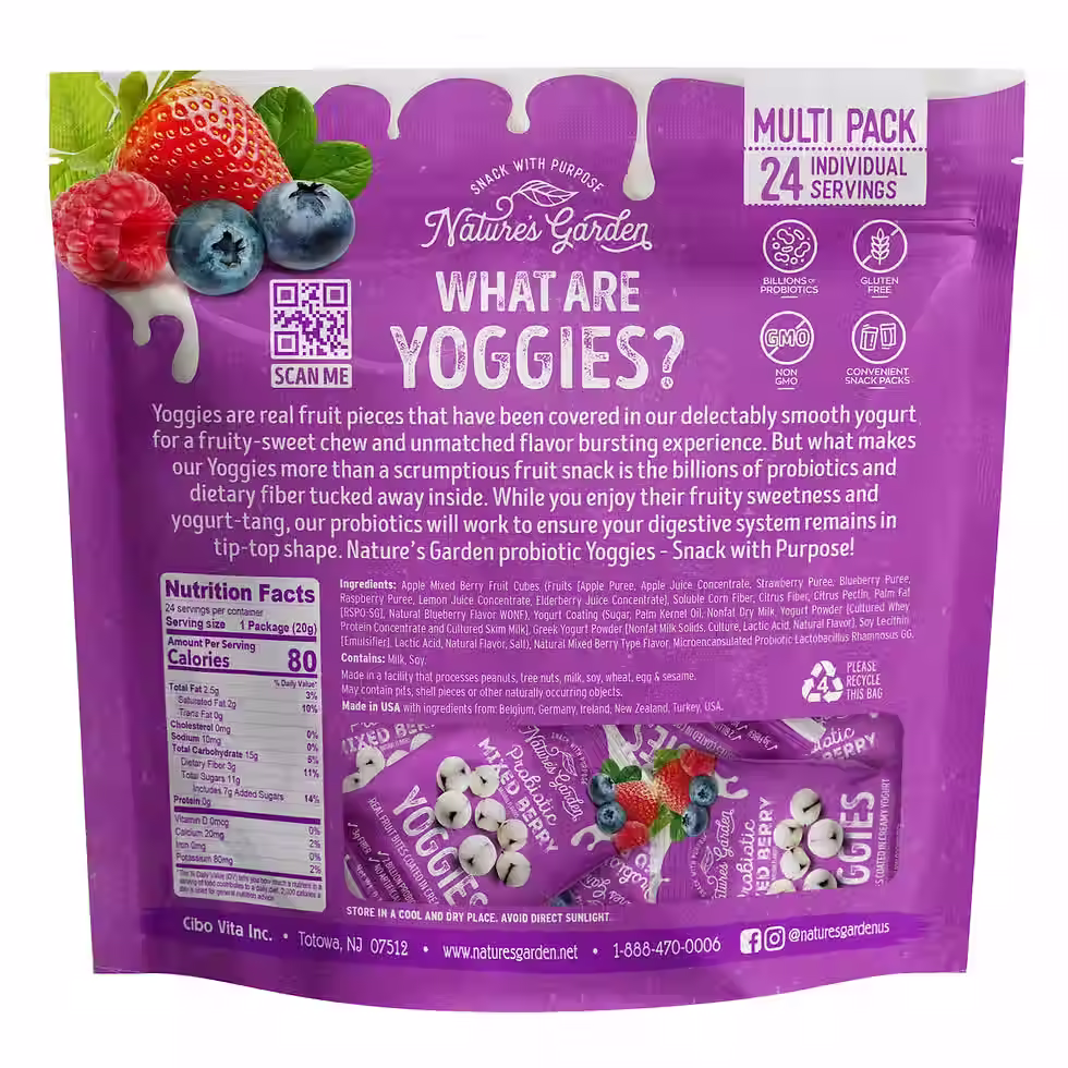 Thumbnail: Nature's Garden Probiotic Mixed Berry Yoggies 0.7 oz., 24 pk.