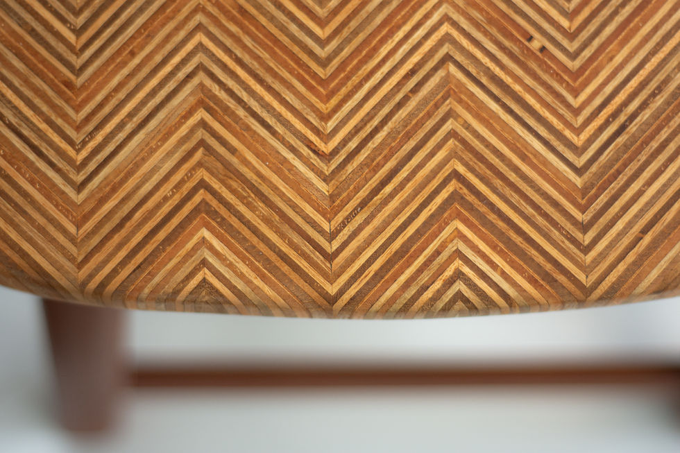 Thumbnail: Mahogany and patterned plywood top Stool