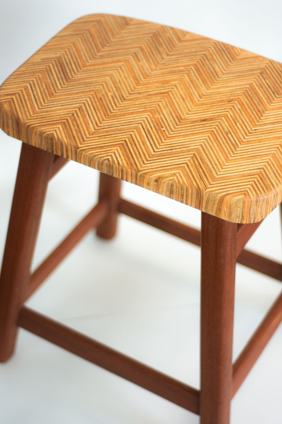 Thumbnail: Mahogany and patterned plywood top Stool