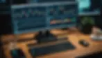 High angle view of trading charts displayed on a computer monitor