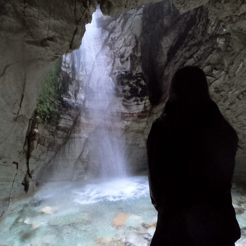 Troll's Church Hike Norway. Waterfall inside Cave Norway