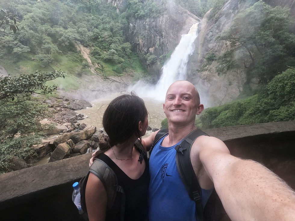Kate and Mike in front of Dunhinda Waterfall