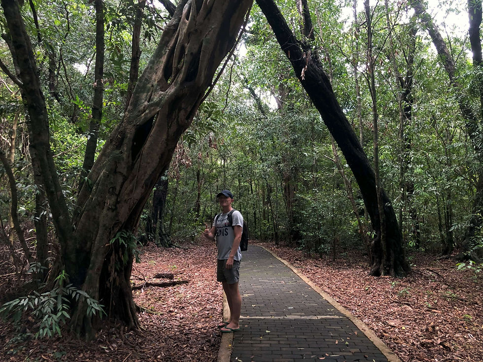 Mike walking throuhg the Ironwood forests to the Rose Quartz Mountain in Sri Lanka