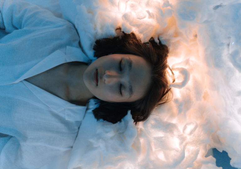woman dreaming with metaphysical swirls