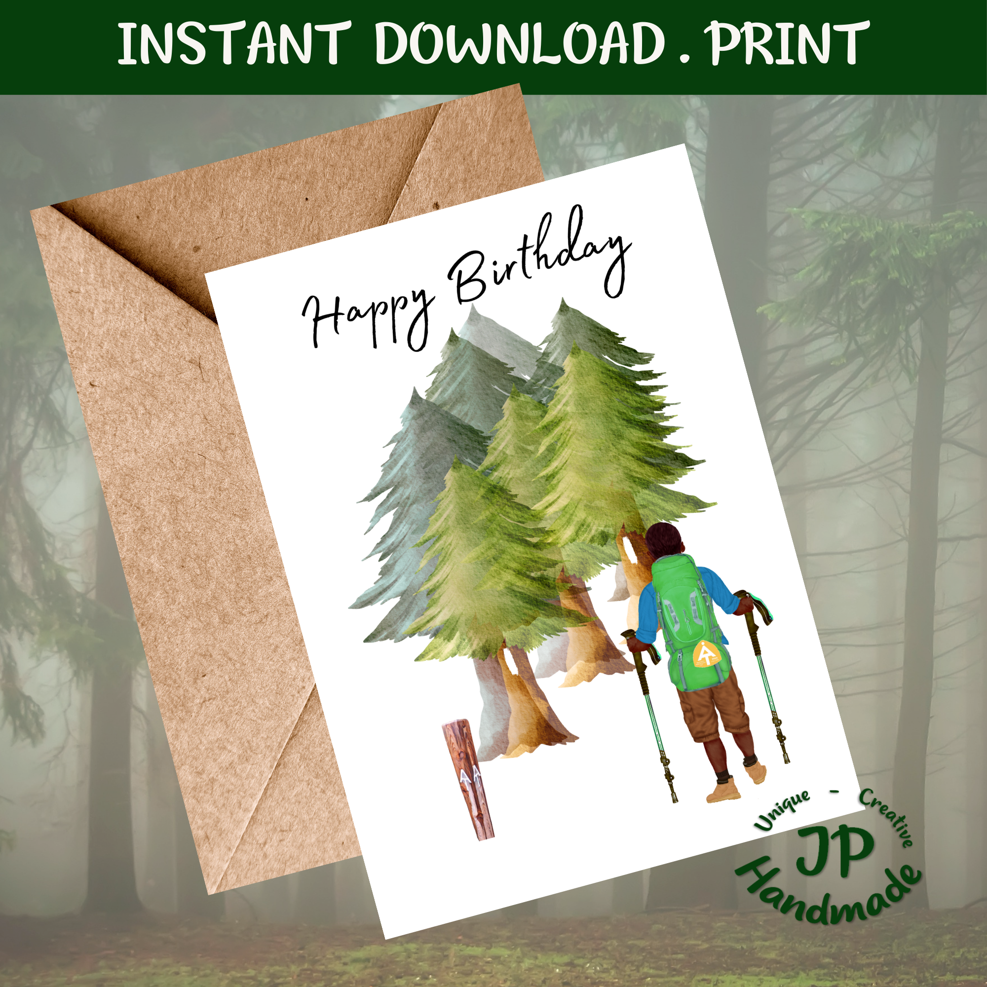 Hiker Birthday card Appalachian trail themed male