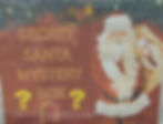 Santa Claus, "SECRET SANTA MYSTERY BOX" with gift and bells.