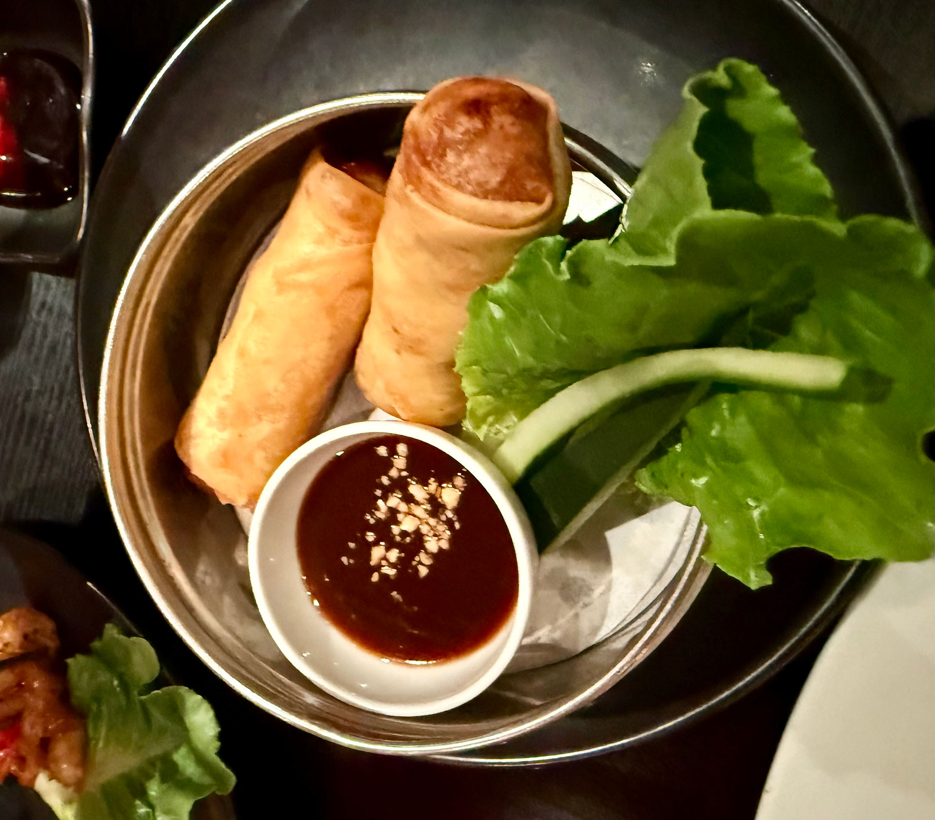 Egg rolls in dish at Lotus Garden