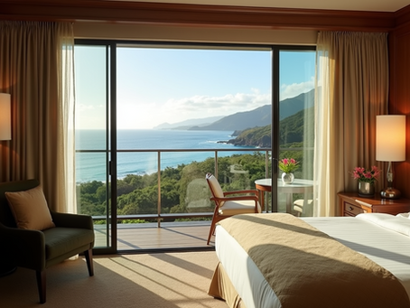 Hotel room overlooking Hanalei Bay in Kauai