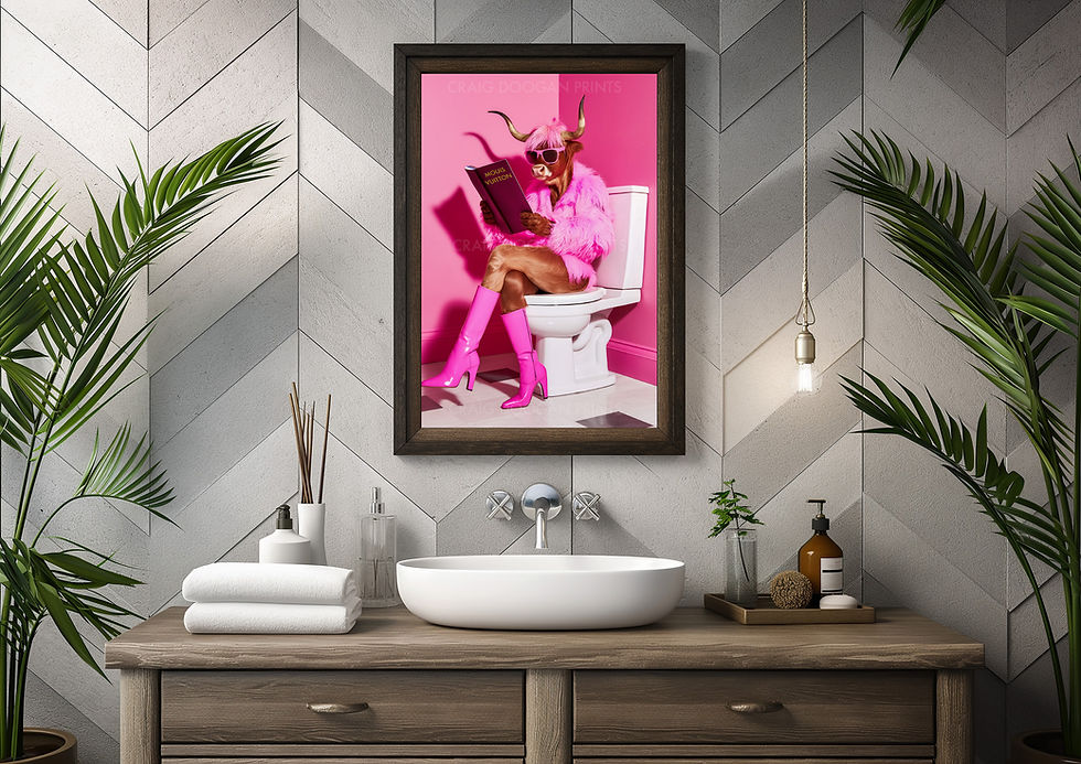Thumbnail: Highland Cow on the Toilet Reading Menu Funny Scottish