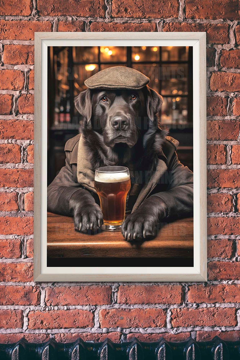 Thumbnail: Black Labrador Dog in the Pub Drinking Beer Funny Wall Art
