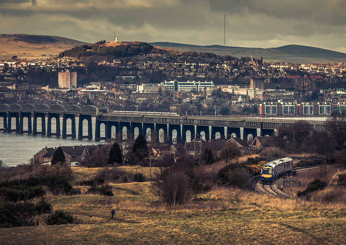 View Gauldry Tay Rail Bridge Cityscape Law Hill Dundee Scotland A4 A3 A2 A1 Print Canvas Wall Art Poster Photo Photograph Gif