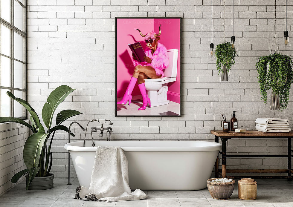 Thumbnail: Highland Cow on the Toilet Reading Menu Funny Scottish