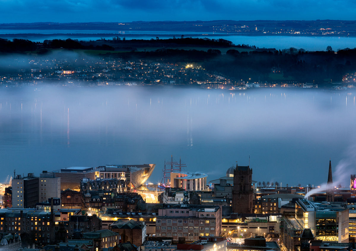 Fog Foggy Haar Cityscape Tay Dundee Scotland A4 A3 A2 A1 Print Canvas Wall Art Poster Photo Photograph Gift Unique
