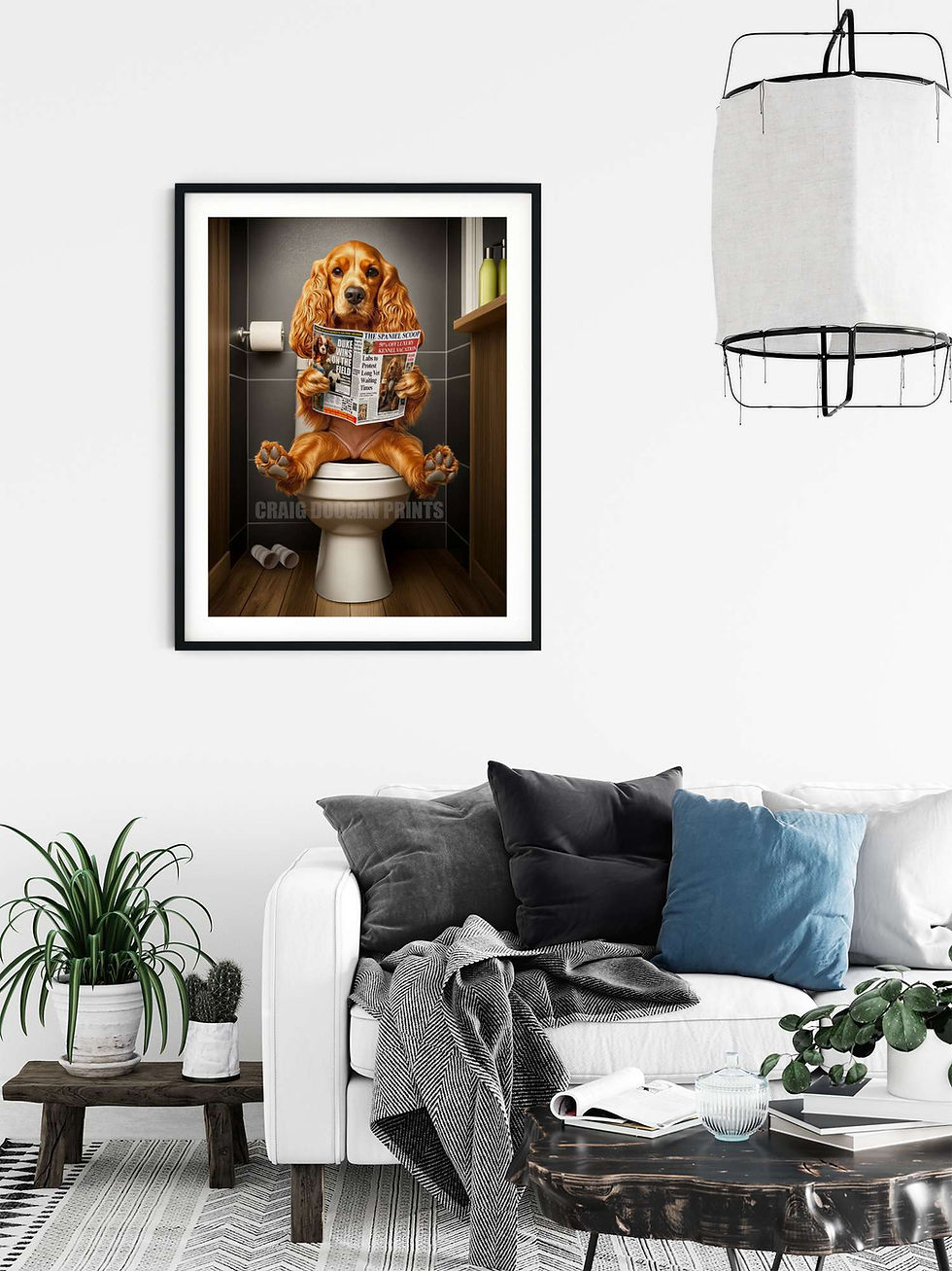 Thumbnail: Cocker Spaniel on the Toilet Funny Dog Bathroom Wall Art Gift