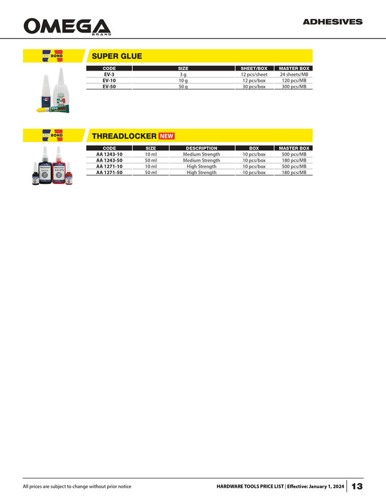 Adhesives by Omega Hardware Products and Consumables