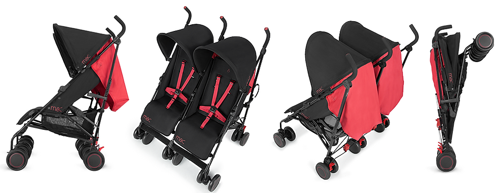 Thumbnail: Maclaren T-01 Twin Stroller - Black/Redstone